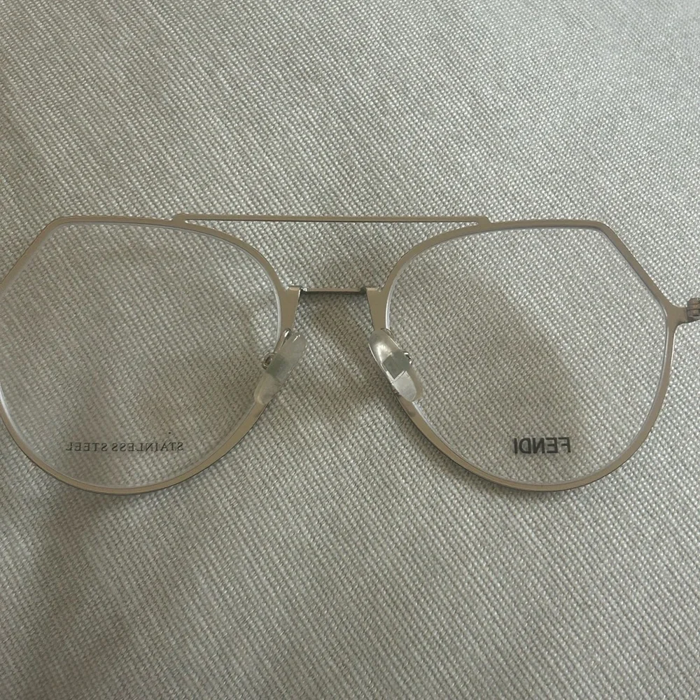 New Fendi FF 0329 Eyeglasses Silver 53mm Aviator Optical Frames
